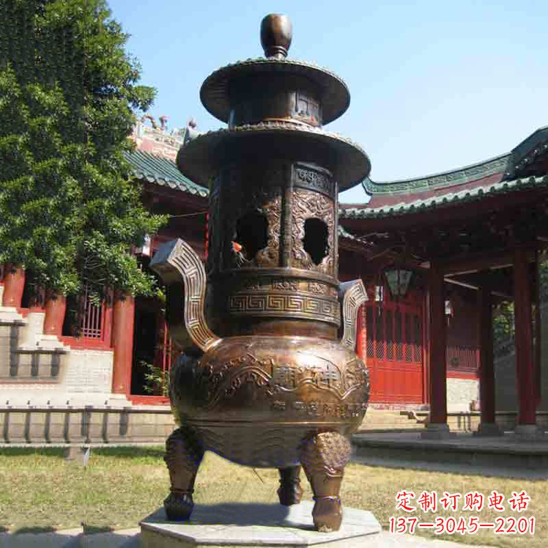 广西现代铜制香炉铜雕香炉