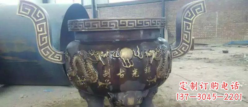 广西祥光古刹寺庙香炉铜雕