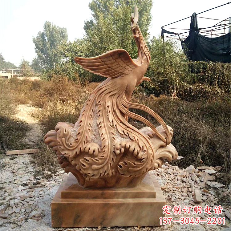 广西祥瑞凤凰晚霞红石雕