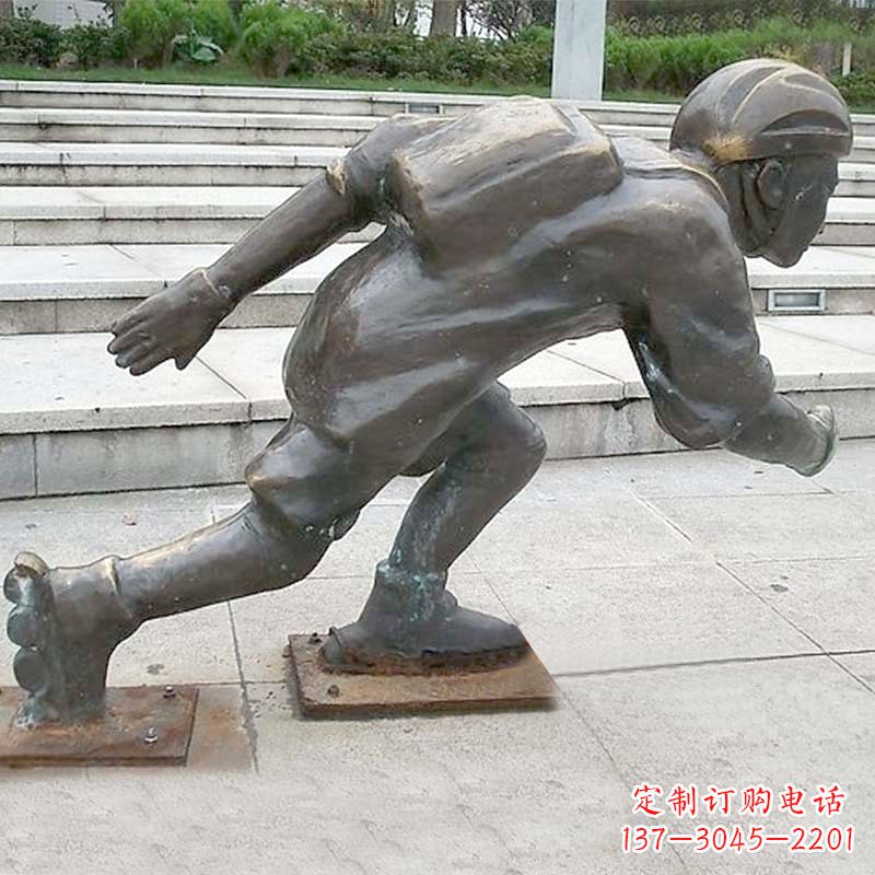 广西小孩滑旱冰广场人物运动雕塑