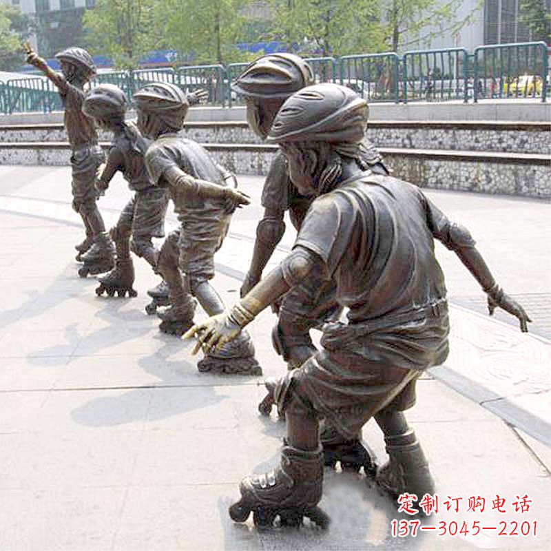广西小孩滑旱冰广场运动主题雕塑