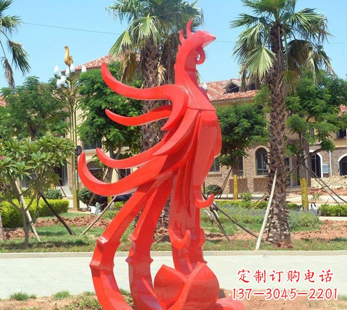 广西小区抽象不锈钢凤凰雕塑