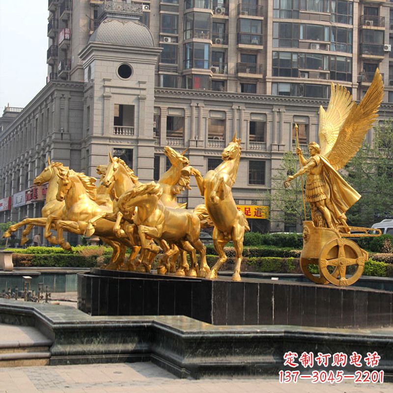 广西小区大门阿波罗战车鎏金景观铜雕