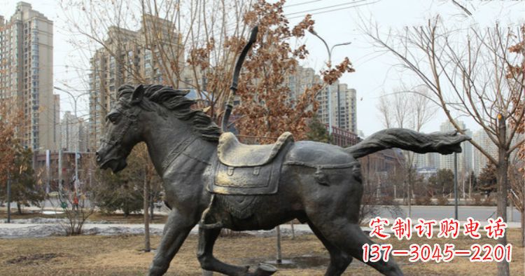 广西小区动物奔跑的马铜雕