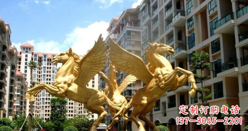 广西小区飞马动物铜雕