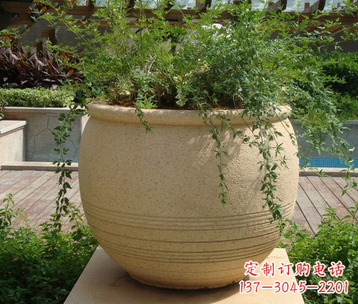 广西小区景观大理石花盆石雕 (2)