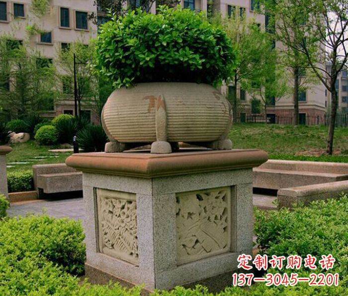 广西小区景观大理石花盆石雕 (3)