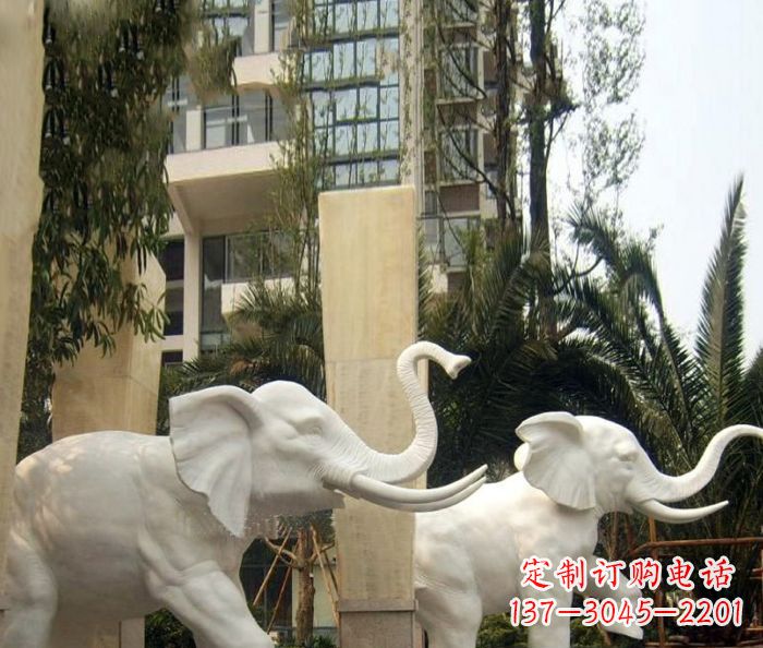 广西小区景观汉白玉大象石雕