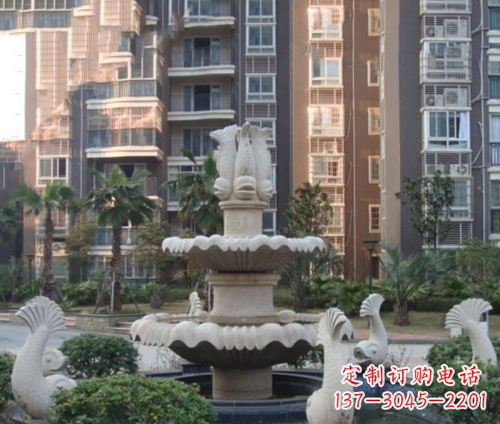 广西小区景观鲤鱼喷泉石雕