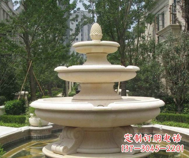 广西小区景观晚霞红多层喷泉石雕