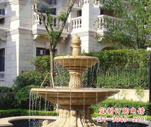 广西小区景观晚霞红多层喷泉石雕 (4)