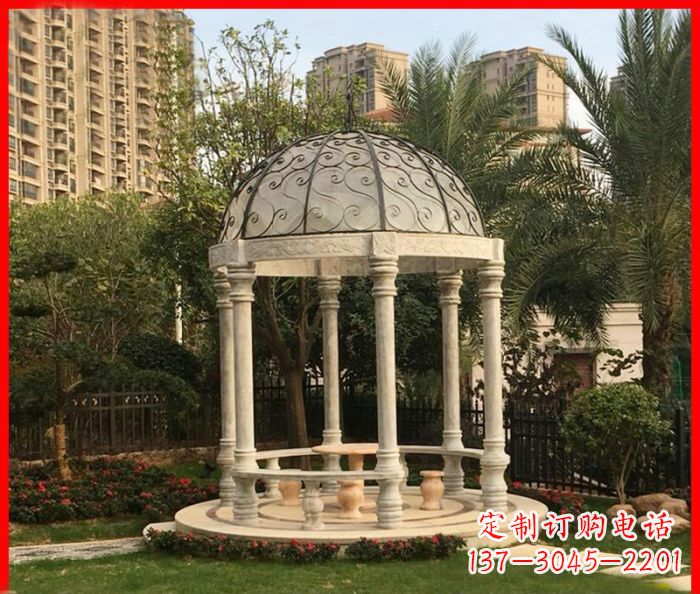 广西小区欧式圆顶凉亭石雕 (2)