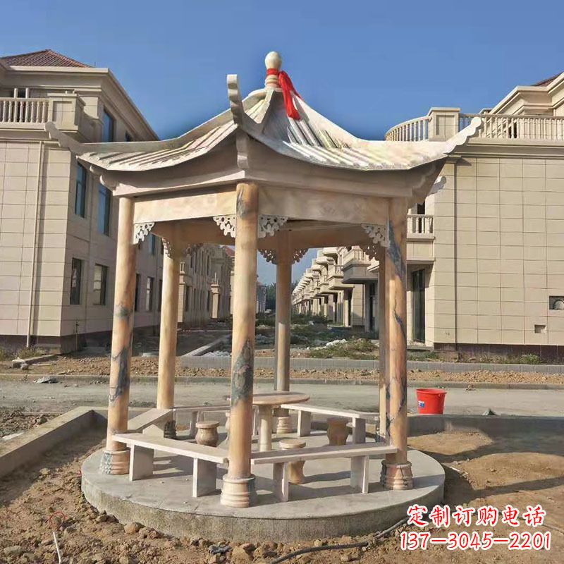 广西小区庭院石雕凉亭