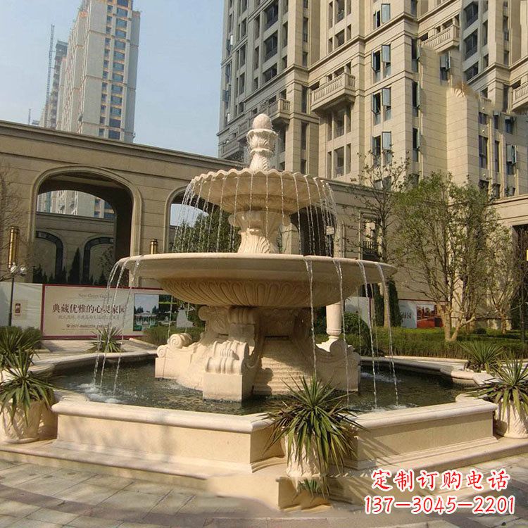 广西小区庭院石雕欧式喷泉