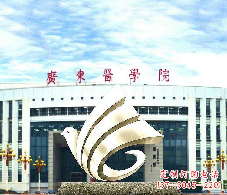 广西校园不锈钢抽象和平鸽雕塑