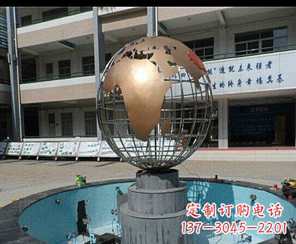 广西校园不锈钢地球喷泉雕塑