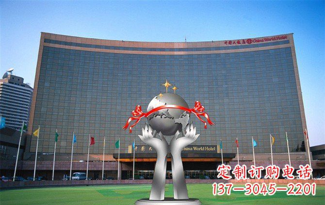 广西校园不锈钢双手捧地球雕塑