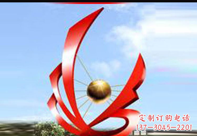 广西校园不锈钢网球景观雕塑