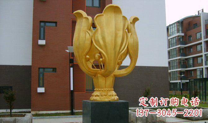 广西校园不锈钢紫荆花雕塑