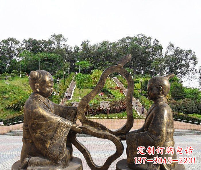 广西校园抽象孔融让梨铜雕