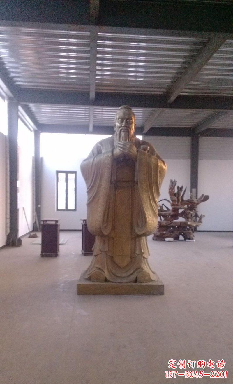 广西校园仿铜老子玻璃钢名人雕塑