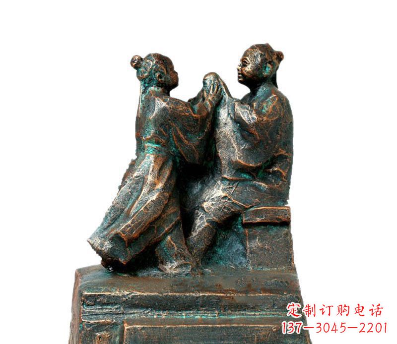 广西校园古代孔融让梨人物铜雕