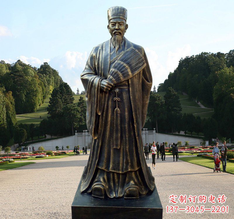 广西校园古代名人诸葛亮铜雕