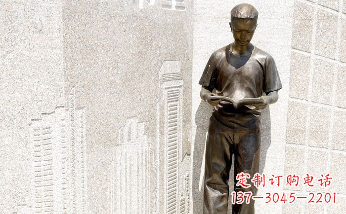 广西校园看书的学生人物铜雕