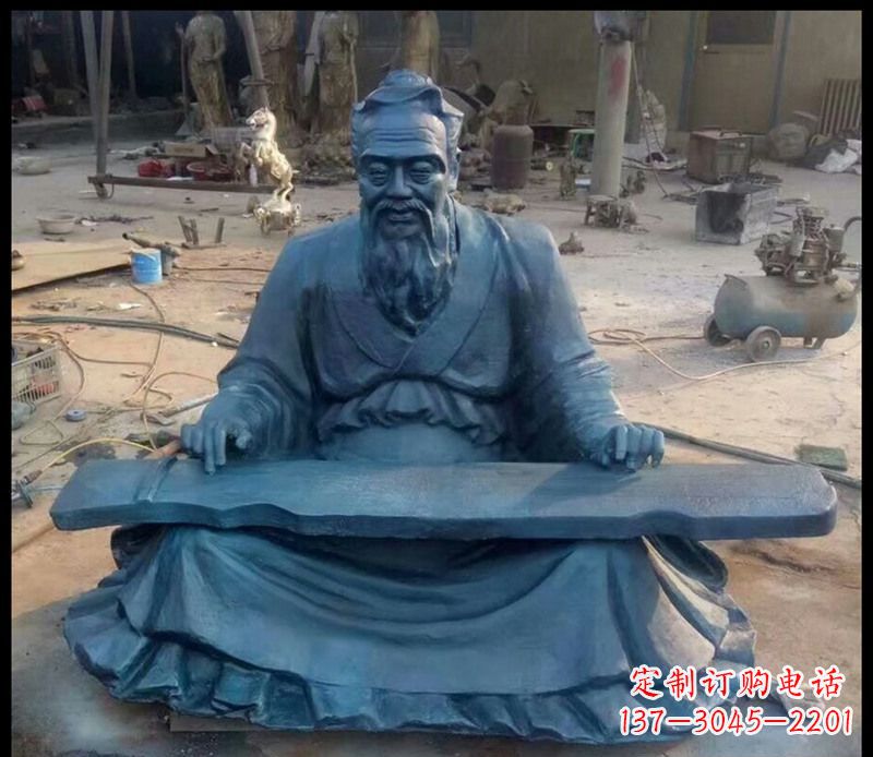 广西校园孔子弹琴铜雕