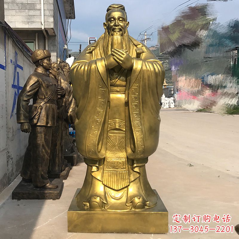 广西校园孔子铜雕像