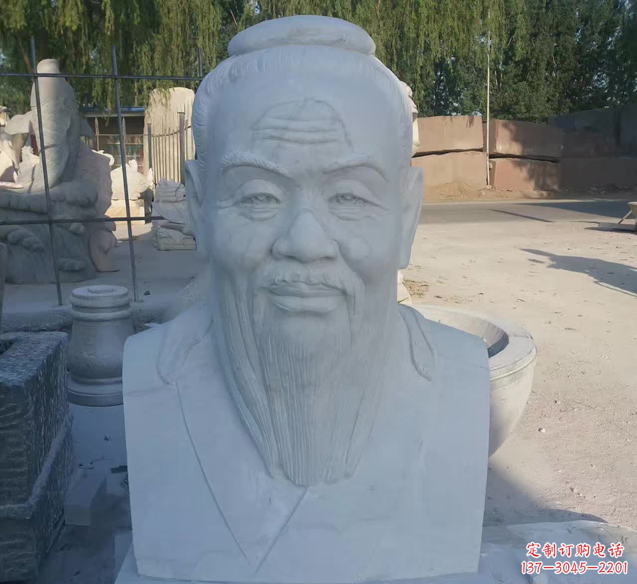 广西校园孔子胸像石雕塑