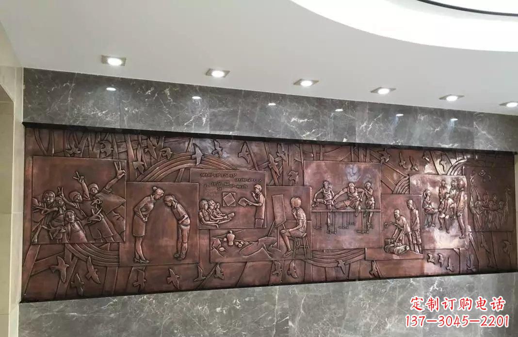 广西校园老师与学生铜浮雕