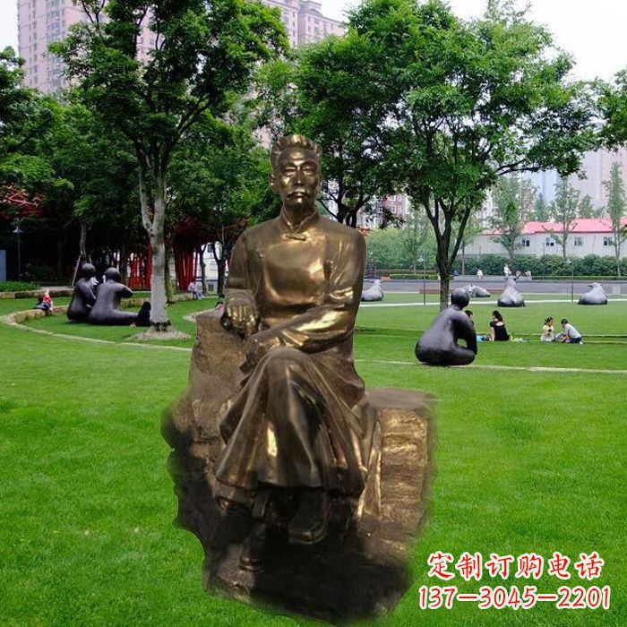 广西校园名人鲁迅先生玻璃钢仿铜雕像