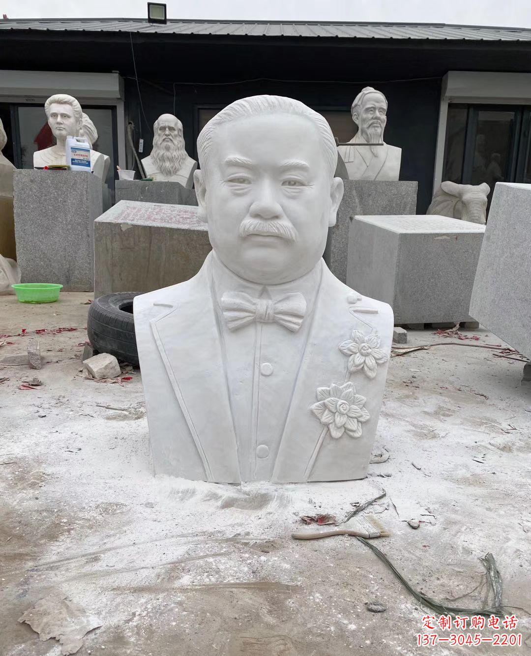 广西校园名人詹天佑头像石雕
