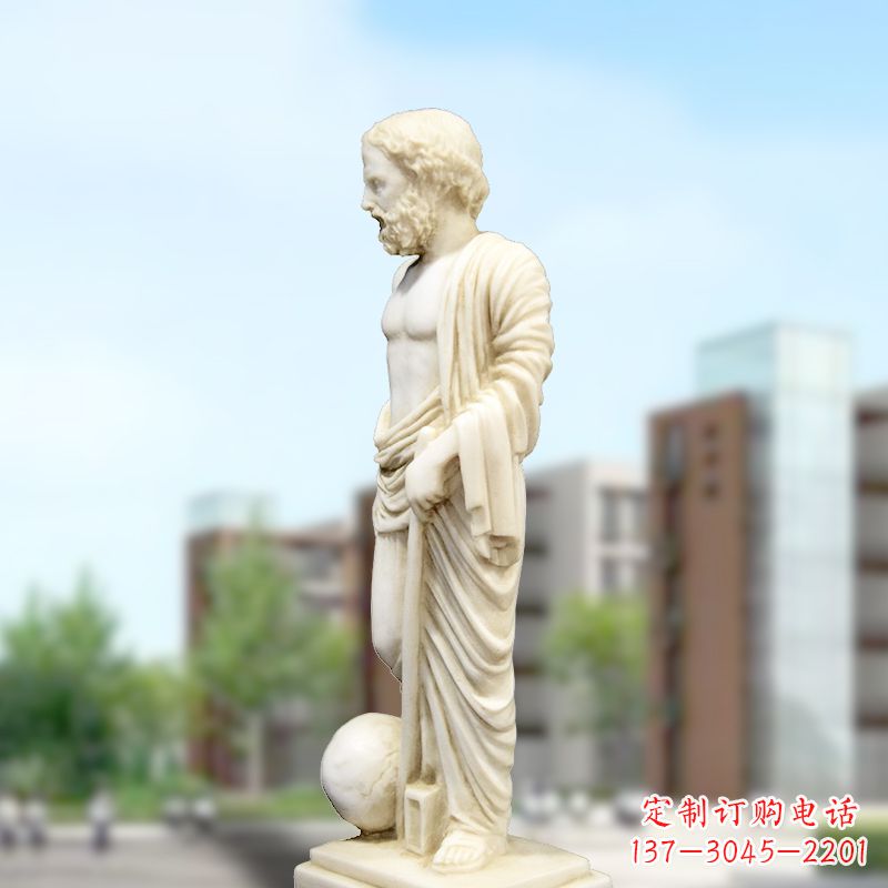 广西校园名人著名物理学家阿基米德石雕塑像