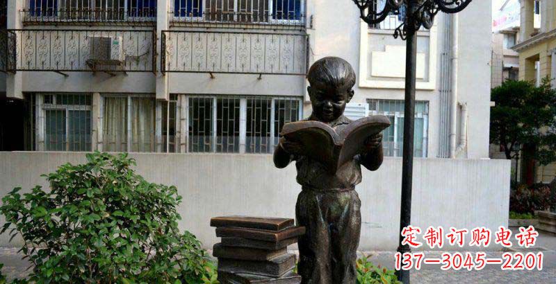 广西校园念书的小男孩景观铜雕
