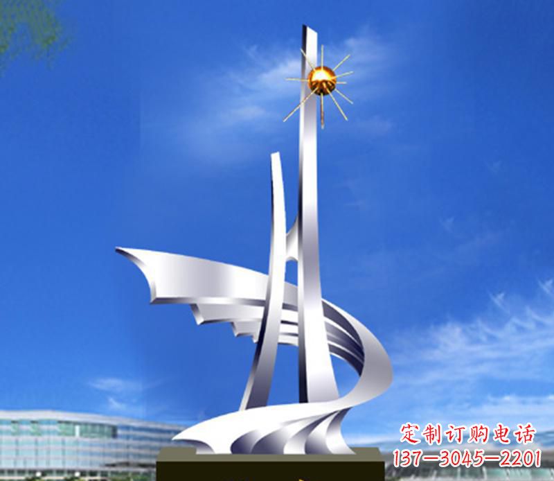 广西学校不锈钢抽象崛起雕塑