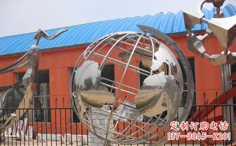 广西学校不锈钢地球仪雕塑