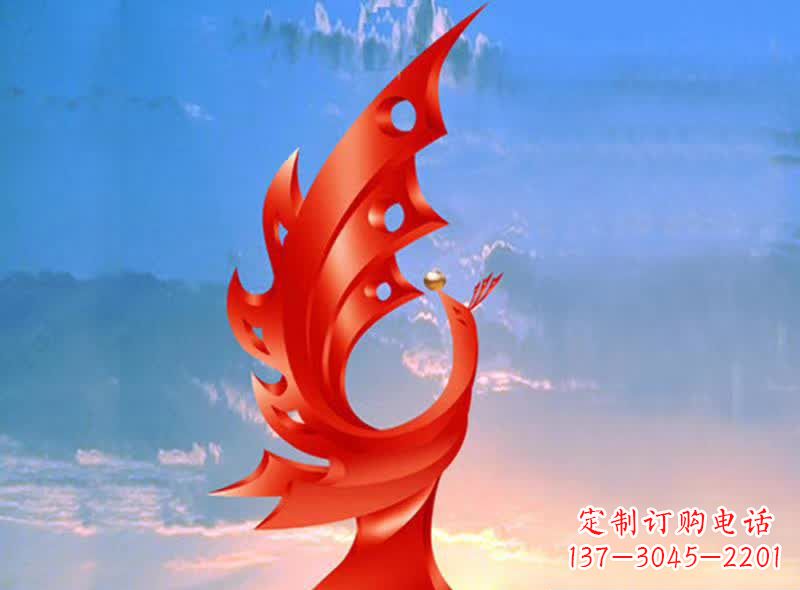 广西学校不锈钢奋进凤凰标志雕塑