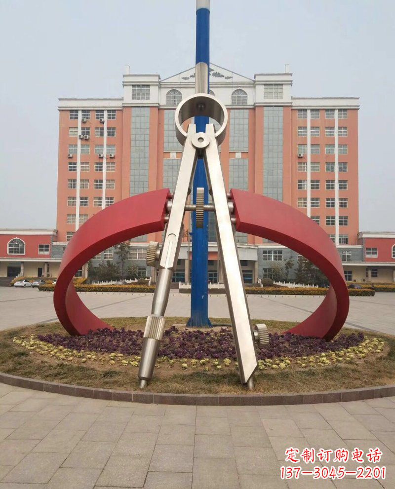 广西学校不锈钢圆规雕塑