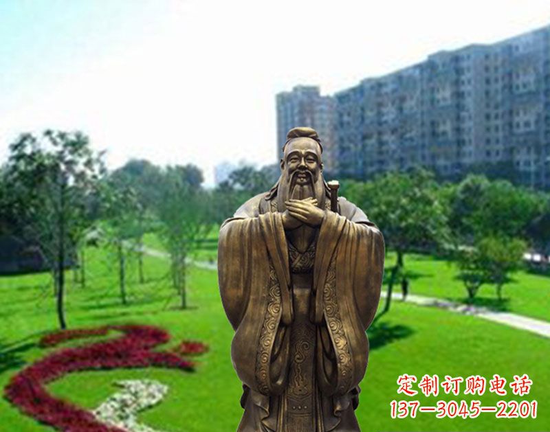 广西学校孔子行教像铜雕