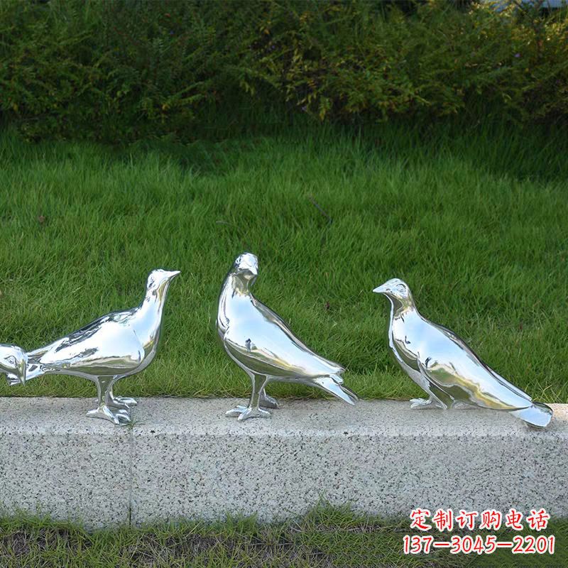 广西银白色不锈钢电镀鸽子雕塑摆件