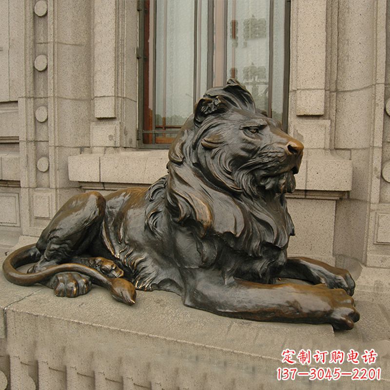 广西银行大门铜雕港币狮子看门动物雕塑