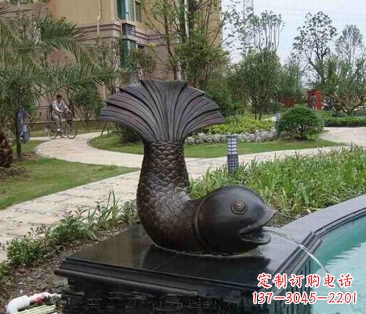 广西鱼喷泉铜雕