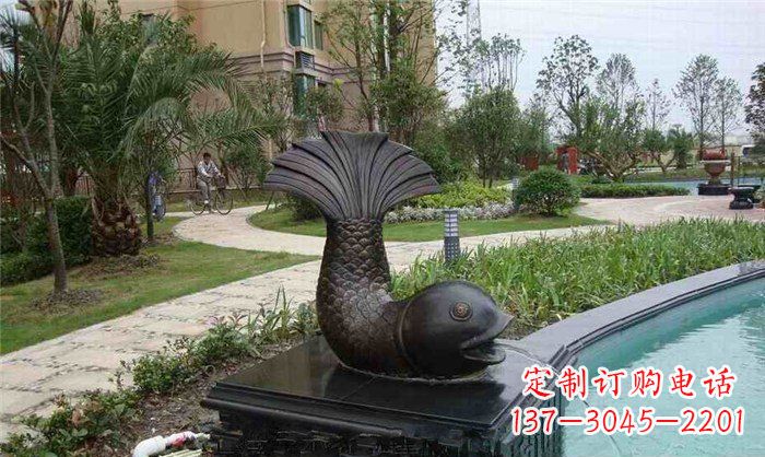 广西鱼式喷泉小区景观铜雕