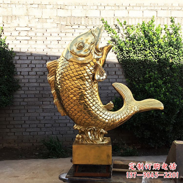 广西鱼跃景观铜雕-纯铜铸造企业商场动物雕塑摆件