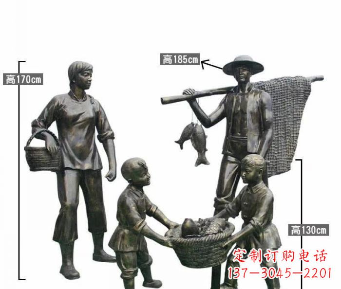 广西渔夫捕鱼民俗铜雕 (3)