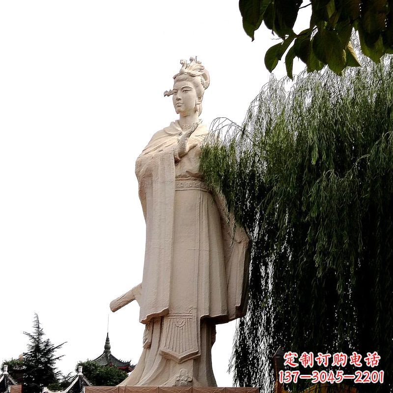 广西虞姬砂岩石雕-景区园林古代人物著名美女雕像
