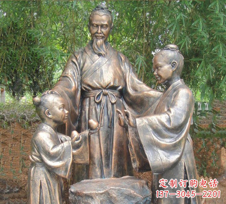 广西寓言故事铜雕_孔融让梨