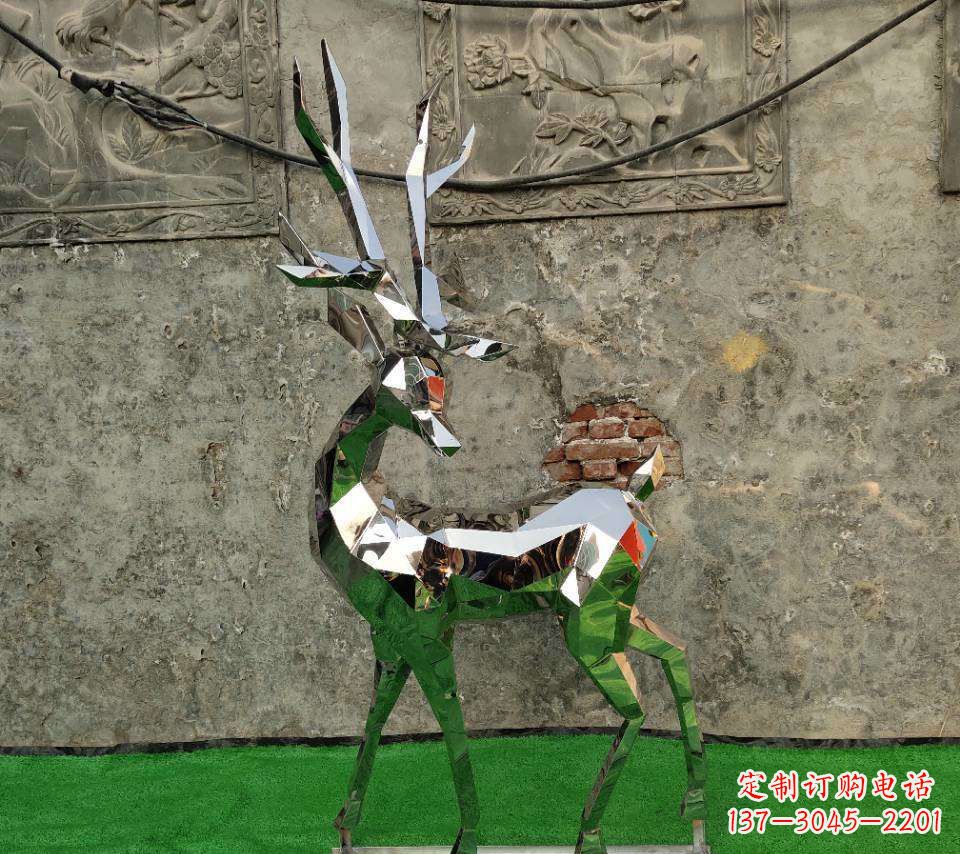 广西园林不锈钢抽象小鹿雕塑